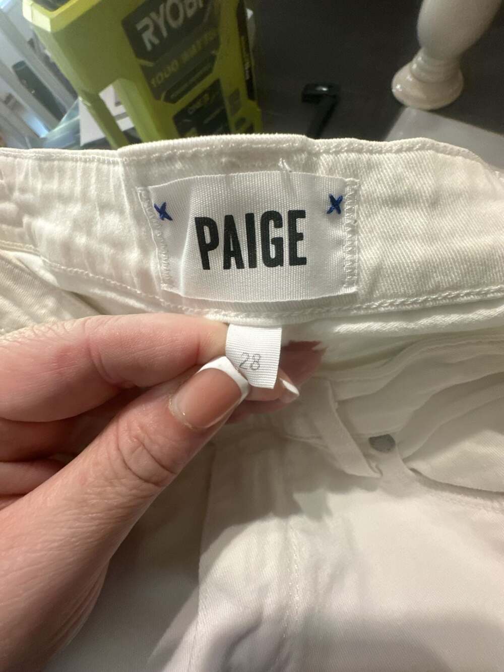 Paige Kylie Crop White Raw Hem Jeans #731 View 3